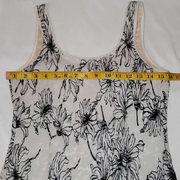 dressbarn Tank with Sheer Overlay and Lacy Bottom Black & White 337 - Picture 8 of 9